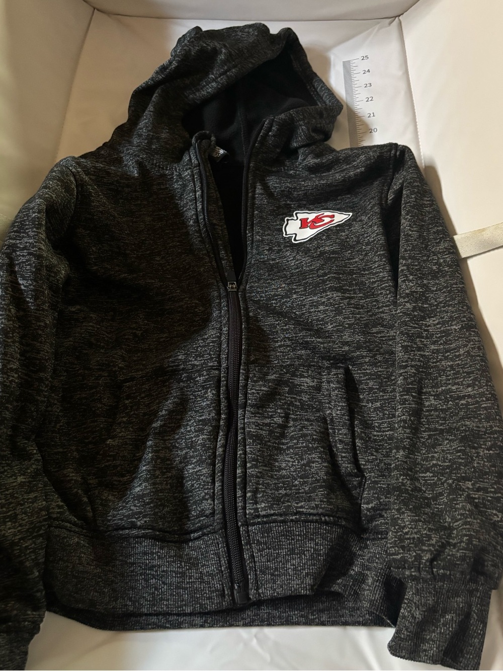 NFL Kids Kansas City Chiefs Dark Heather Gray Zip-Up Hoodie